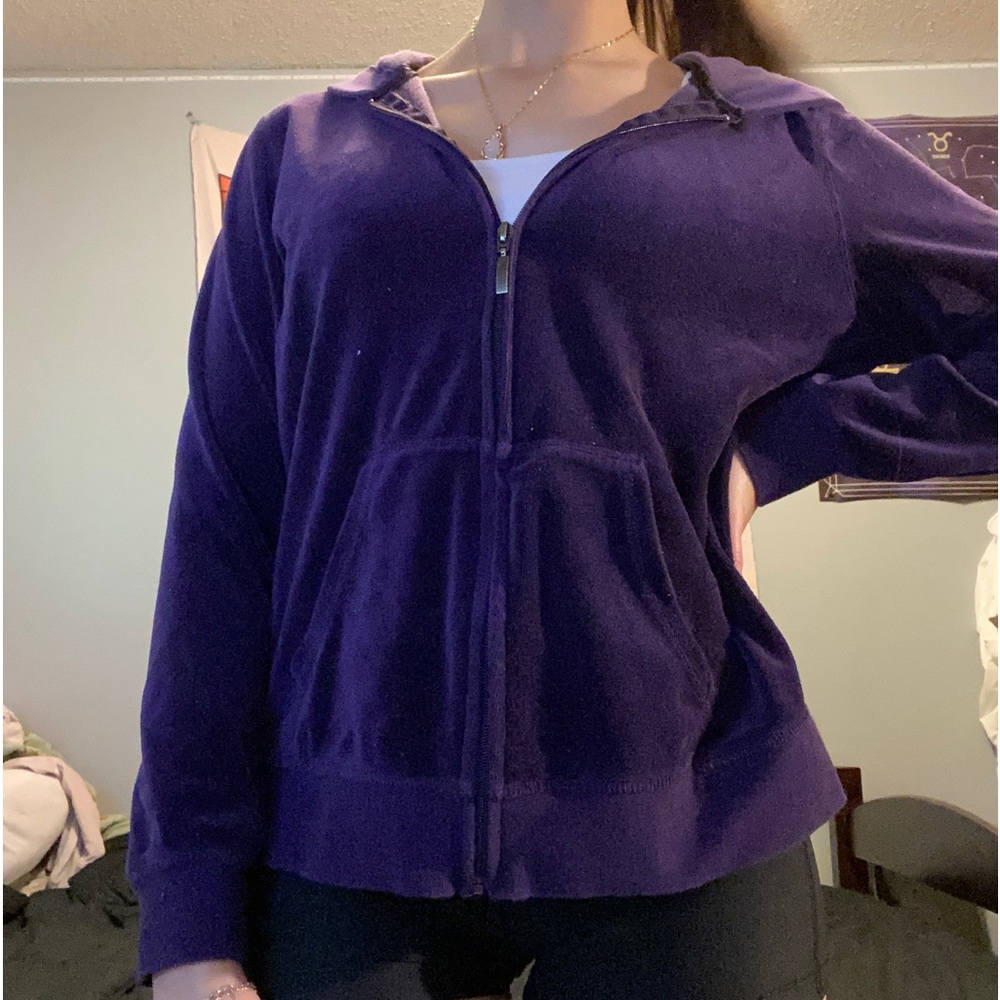 dark purple velour zip up jacket